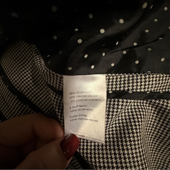 Akris Punto Wool Mix Pattern Check Gray Office Wear Button Front Blazer Size 10 - Picture 7 of 8